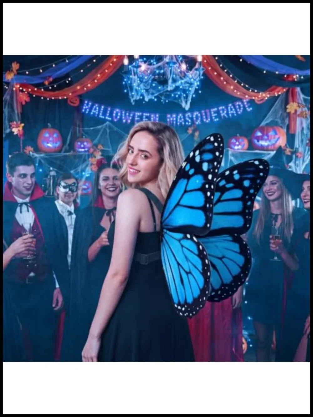 Double Sided Butterfly Wings Costume for Women Halloween Fairy Dress Up with